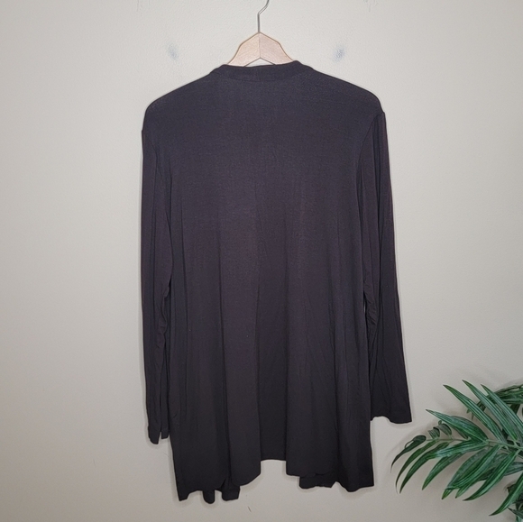 Cielo | Dark Brown Long Open Front Cardigan - Picture 3 of 4